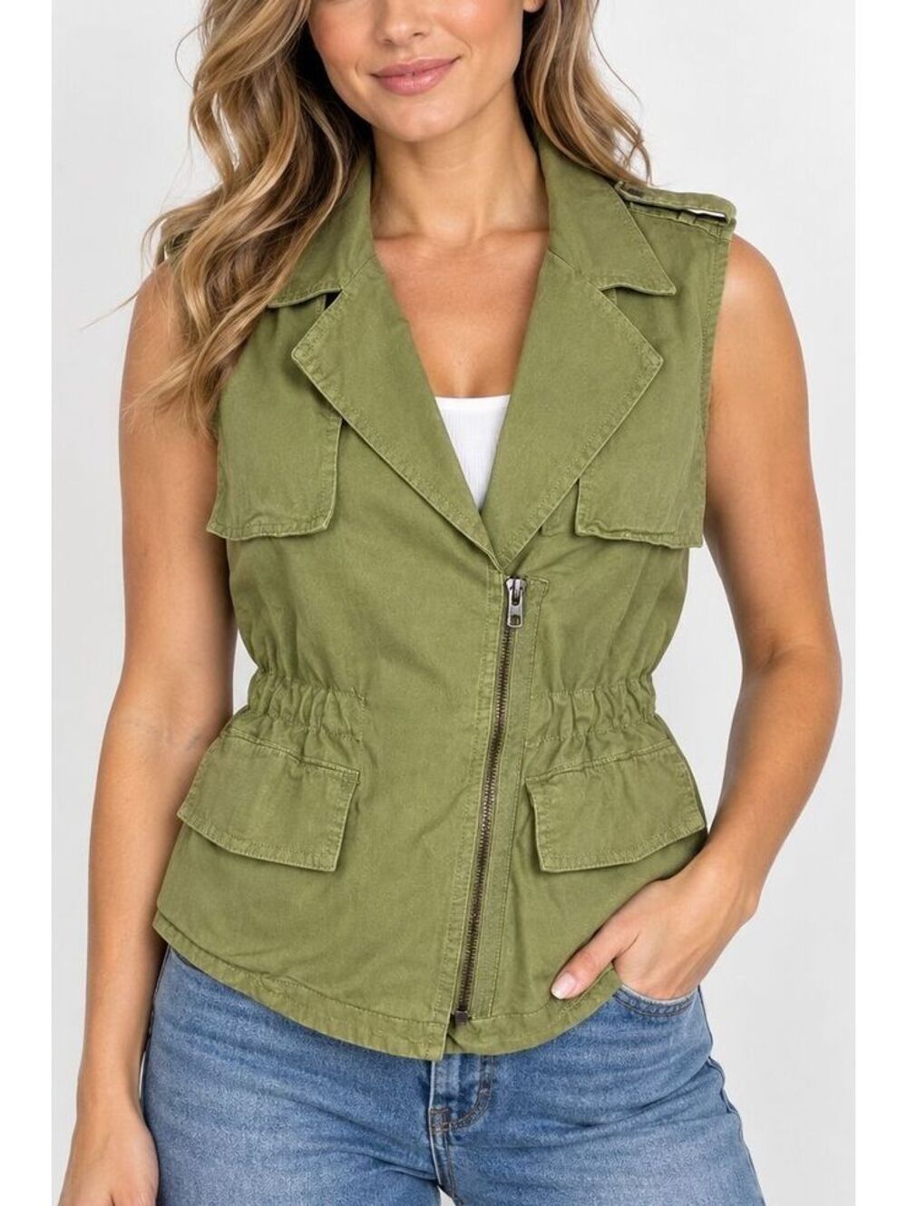 Madewell Olive Green Utility Vest Small Safari Military Cargo Workwear- Small